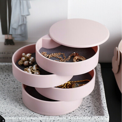 

Gobestart Jewelry Storage Box 4-Layer Rotatable Jewelry Accessory Storage Tray with Lid