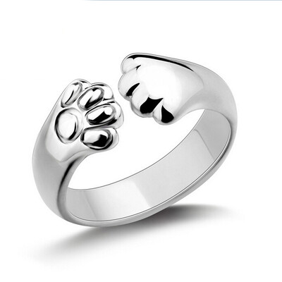 

2019 925 Silver Adorable Cat Claw Wrap Ring Adjustable Opening Ring Gift for Women Lovers Girl Friend