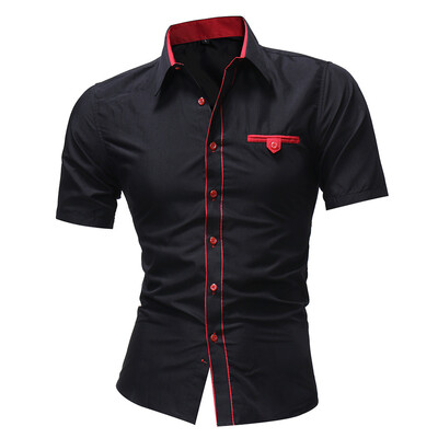 

Men\S solid Color Lapel Short Sleeved Shirt