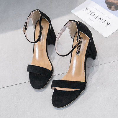 

Ins sandals womens summer Korean version of the bolder with fairy wind a word with high heels female