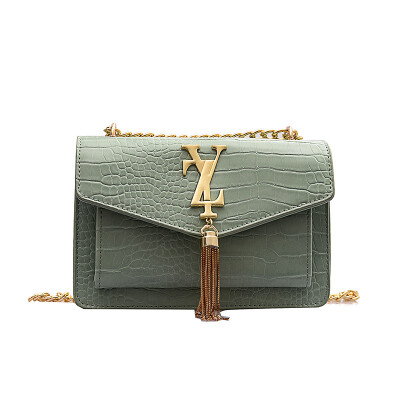 

Fashion pearl chain small square bag female 2019 new pu embroidery line shoulder bag tide Korean version of the wild diagonal female bag