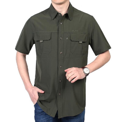 

Mens Summer Short Sleeve Shirt Button Down Casual Business Shirt Outdoor Camping Hiking Fishing Shirt Top