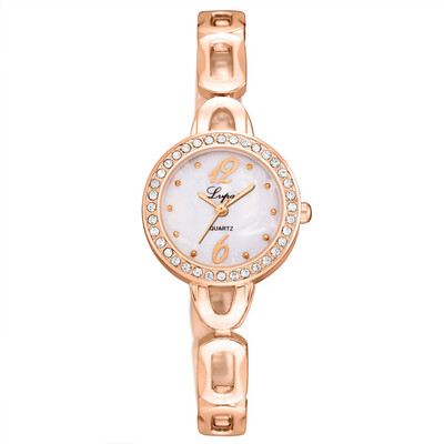 

Luxury Womens Watches Roman Numerals Scale Disc Ladies Quartz Wristwatch Rose Gold Alloy Strap Clock Lvpai Zegarki Damskie