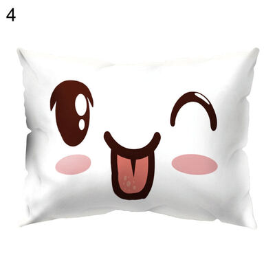 

Cute Facial Expression Pillow Case Cushion Cover Sofa Car Cafe Office Bed Decor