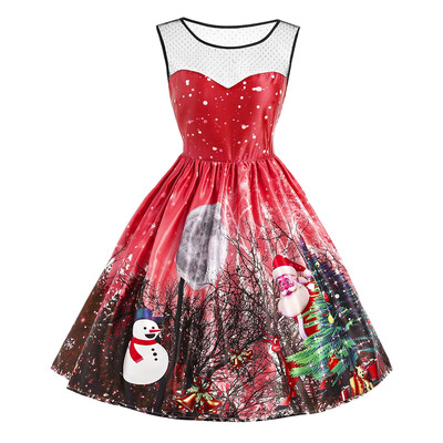 

Christmas Santa Claus Snowman Mesh Panel Dress
