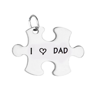 

Stainless Steel I love MOM DAD Puzzle Necklace Fathers Day Mothers Day Gift