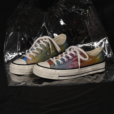 

Colorful gradient canvas shoes female 2019 new students Korean version of the wild ulzzang low shoes
