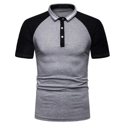 

Toponeto Fashion Mens Casual Mixing Colour Slim Fit Short Sleeve Sports Shirt Top Blouse