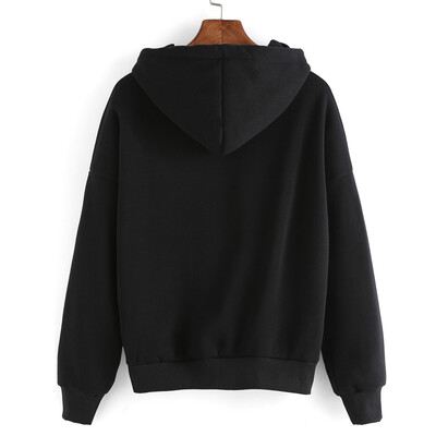 

Nomeni Women Fashion Pineapple Print Tops Black Hooded Pullover Drawstring Sweatshirt