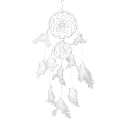 

White Two-ring Dream Catcher Wall Hanging Home Car Decor Craft