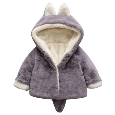 

Winter Baby Kids Girls Cute Bunny Fleece Coat Warm Infant Hooded Outerwear