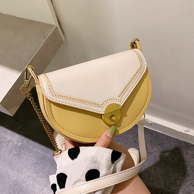 

Qiao Bani 2019 new Korean chic fashion hit color saddle bag trend single shoulder diagonal female bag a generation