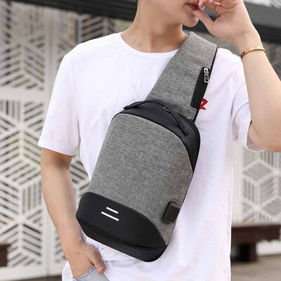 

Tailored Men Anti-Theft USB Bag Chest Bag Oxford Cloth Outdoor Shoulder Bag Messenger Bag