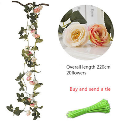 

FUNNYBUNNY Fake Rose Vine Flowers Plants Artificial Flower Hanging Rose Ivy Home Hotel Office Wedding Party Garden Craft Decor