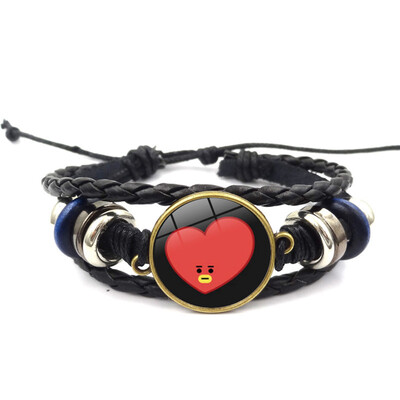 

Kpop BTS Bangtan Boys Bracelet Time Gem Leather Bracelet Retractable Bracelet Cartoon Image Alloy Hot Gift for ARMY