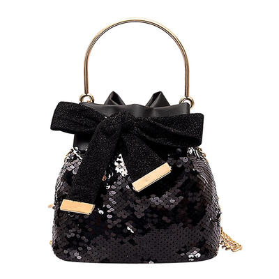 

Sequins Drawstring Bucket Women Crossbody Handbags Shoulder Messenger Bags