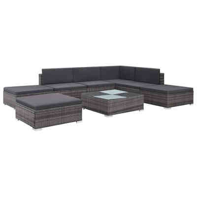 

8 Piece Garden Lounge Set with Cushions Poly Rattan Gray