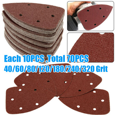 

70pcs 14cm 5 Holes Triangular Sandpaper 406080120180240grit Grinding Polish
