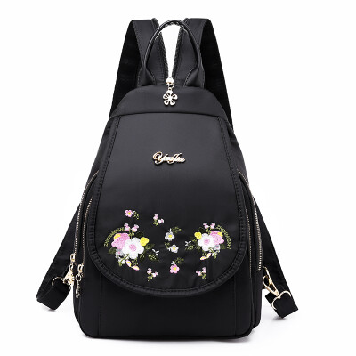 

Chest bag casual Oxford canvas mini backpack embroidered flower shoulder bag women Joker ethnic bag