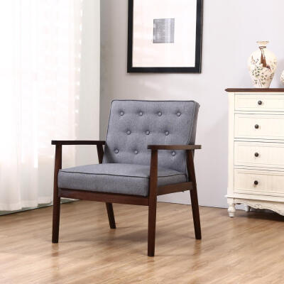 

High Quality Modern Fabric Upholstered Wooden Lounge Chair Home Furniture Grey