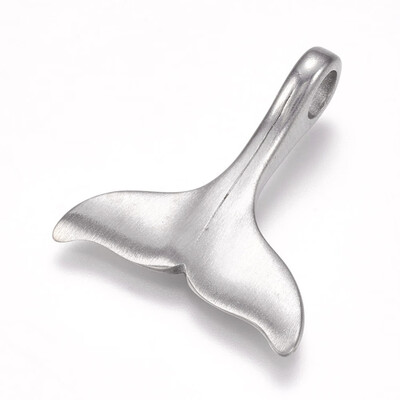

304 Stainless Steel Pendants Matte Whale Tail Shape Stainless Steel Color 29x255x8mm Hole 45mm