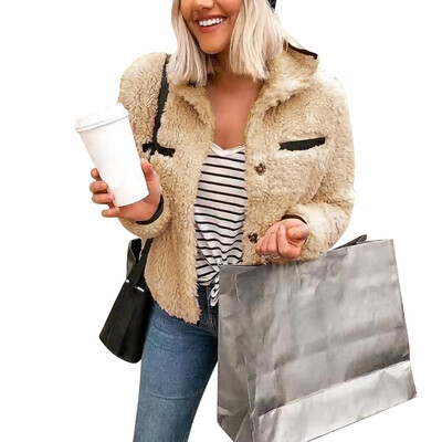 

Women Winter Elegant All-match Solid Color Lapel Concise Loose Long Sleeve Coat