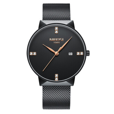 

NIBOSI 2323 Thin Mesh Belt Waterproof Luminous Quartz Wrist Watch for Male