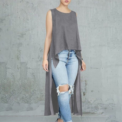 

Womens Holiday Irregular Loose Blouse Party Vest Long Tops Sleeveless T-Shirt