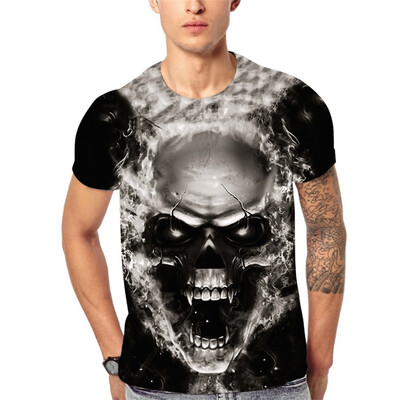 

Toponeto Mens 3D Summer Casual T-shirt Skull Printing Sport Breathable Top Blouse