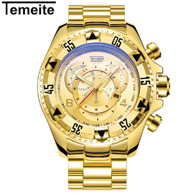 

Temeite Men Fashion Sports Watches Luxury Big Dial Quartz Watch Alloy Band Calendar Luminous Wristwatches