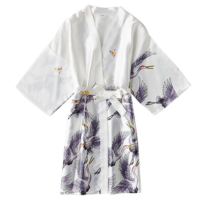 

Toponeto Women Pajamas Silk-Like Fashionable Crane Sexy Nightgown Bathrobe Sexy Underwear