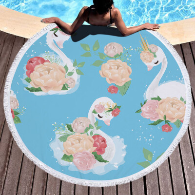 

Gobestart 1 PC Round Beach Pool Home Shower Towel Blanket Table Cloth Yoga Mat