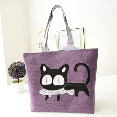 

Tailored Women Shoulder Bag Canvas Bag Cute Cat Bag Office Lunch Bag Crossbody Bag Red
