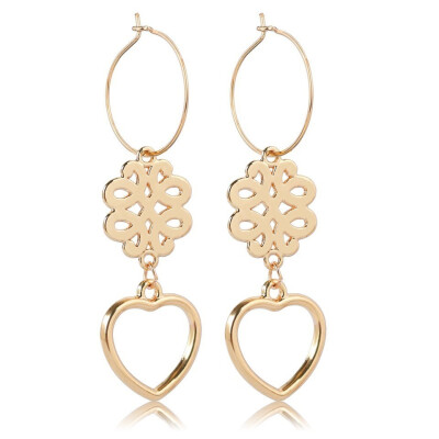 

Women Gold Hallow Heart An Star Drop Earrings Fashion Gift For Lover Beach Earrings Female Women Handmade Wedding Jewelry