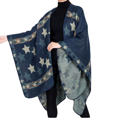 

Toponeto Women Blanket Oversized Five-Pointed Star Coat Wrap Plaid Cozy Shawl