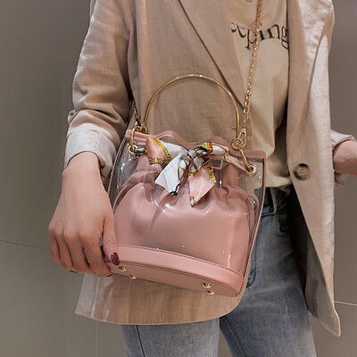 

Advanced sense bag Ocean portable bucket bag handbags new 2019 chain transparent bag wild ins Messenger bag