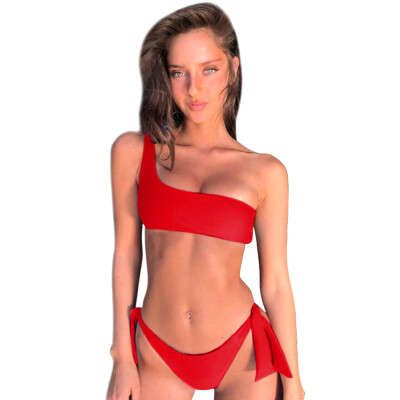 

Roseonmyhand Women Bikini Set Swimwear Push-Up Padded Solid Bandage Bra Swimsuit Beachwear