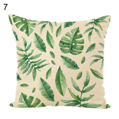 

Green Leaves Soft Linen Throw Pillow Case Cushion Cover Sofa Bed Car Home Decor