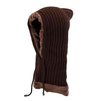 

Tailored Men Women Warm Crochet Winter Plus Velvet Thickening Slouchy Siamese Collar Hat