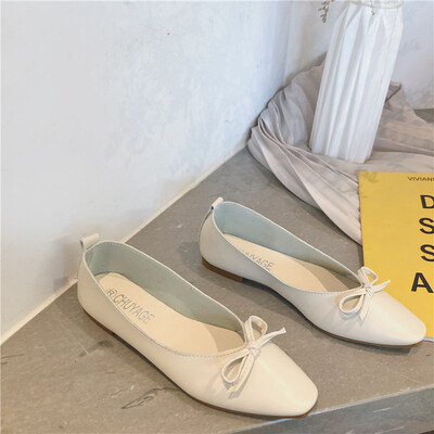 

Shoes Tide Shoes Summer Square Head Shallow Mouth Comfortable Fairy Wind Grandma Shoes Butterfly Knot Single Shoes Flat Botto