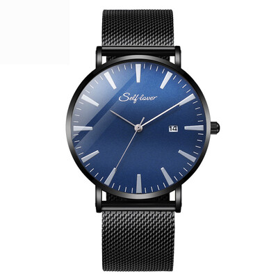 

Gobestart Fashion Mens Watch Alloy Business Quartz Wrist Watch Mesh Band