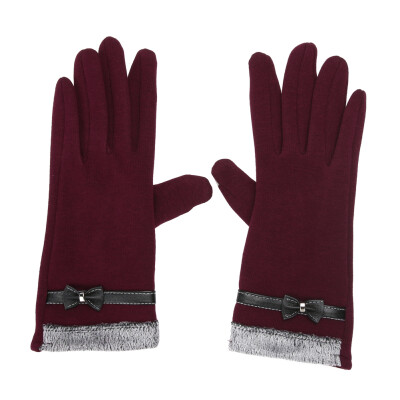 

Women Female Ladies Touch Screen Mittens Sheep Wool Winter Bowknot Glove