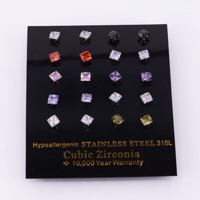 

Square 304 Stainless Steel Cubic Zirconia Stud Earrings Stainless Steel Color 4x4mm Pin 08mm 10pairscard