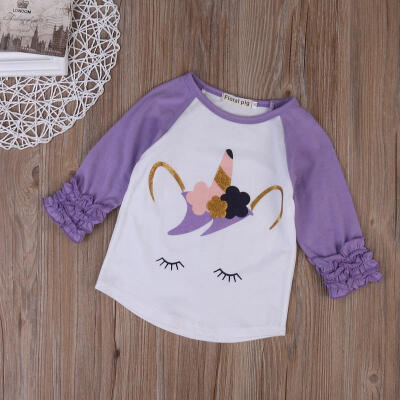 

Kid Toddler Newborn Baby Girl Long Sleeve Ruffled T Shirt Top Cute Summer Outfit