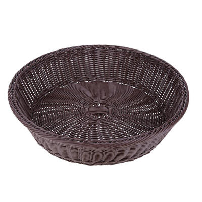

Round Woven Wicker Basket Iron Frame Imitation Rattan Bread Food Container