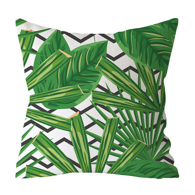 

〖Follure〗Green Leaf Printed Pillow Case Polyester Sofa Car Cushion Cover Home Decor