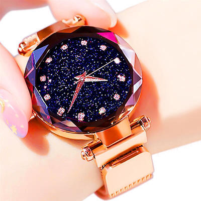 

Women Starry Sky Watch Fashion Magnet Buckle Mesh Band Roman Number Quartz Wristwatch Women Luxury Watches Zegarek Damski