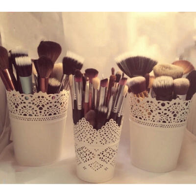 

CHIC Lace Plant Flower Vase Pot Pen Makeup Brush Storage Holder Desk Organizer