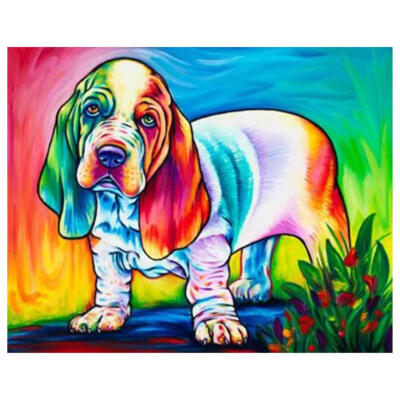 

5D DIY Diamond Painting Colorful Dog Cross Stitch Embroidery Rhinestones