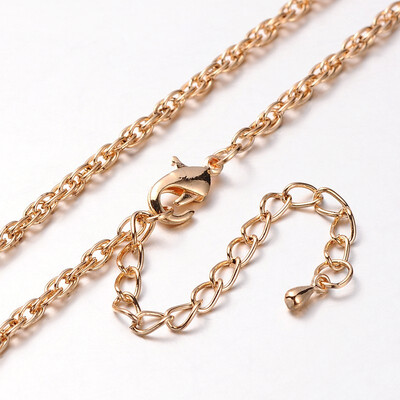 

Iron Rope Chain Necklace Makings with Alloy Lobster Claw Clasps&Iron End Chains Light Gold 293"